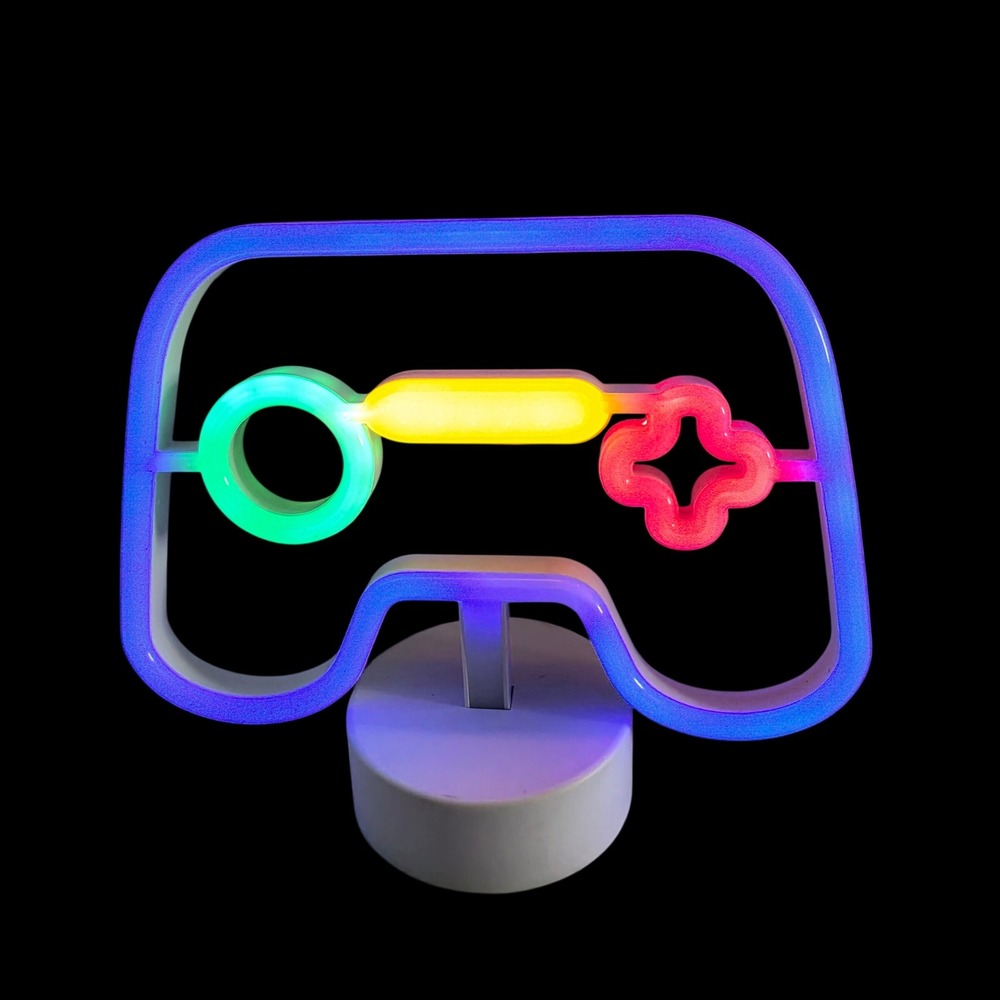 Your Zone Video Game Controller LED Neon Style Table Lamp Multi-Color *